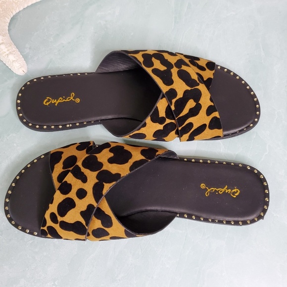 NEW Qupid Kazen Black Leopard Slides - Picture 7 of 8